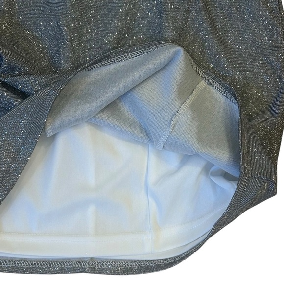 Lulu's Semi Formal Prom Silver Metallic Shiny Spaghetti Strap Mini Dress Small - Picture 3 of 7